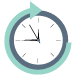 icon of clock with green arrow circling around it